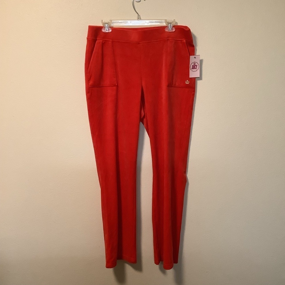 Juicy Couture Velour Track Pants Sports Car Red Joggers Size L